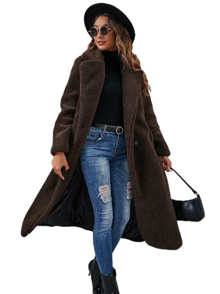 

double breasted lapel collar teddy coat o6ql#, Black