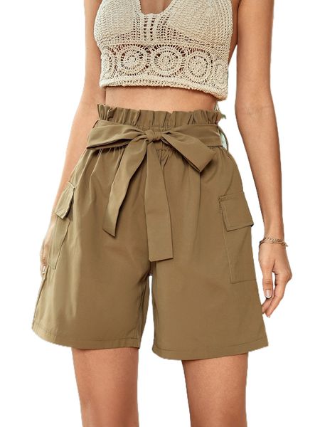 

belted paper bag waist shorts g5ap#, White;black