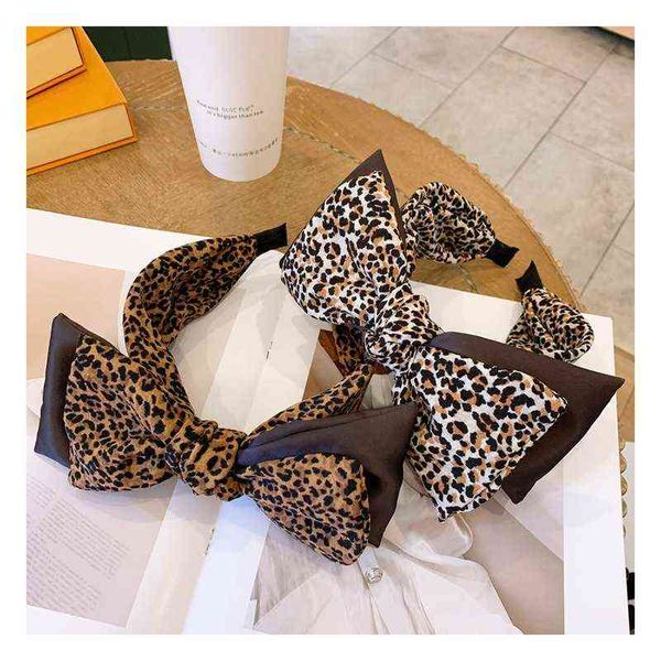 Dupla camada leopardo Headband Headwrap Top Grade Cobra Impressão Leopard Imprimir Big Bow Knotted Acessórios Cabelo Cabeça Bandas Atacado AA220323