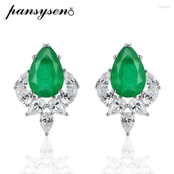 Stud Vintage Solid 925 Silver 10x15MM Pera Cut Big Size Emerald Moissanite simulato Orecchini con diamanti Fine Jewelry GiftStud Dale22 Farl22