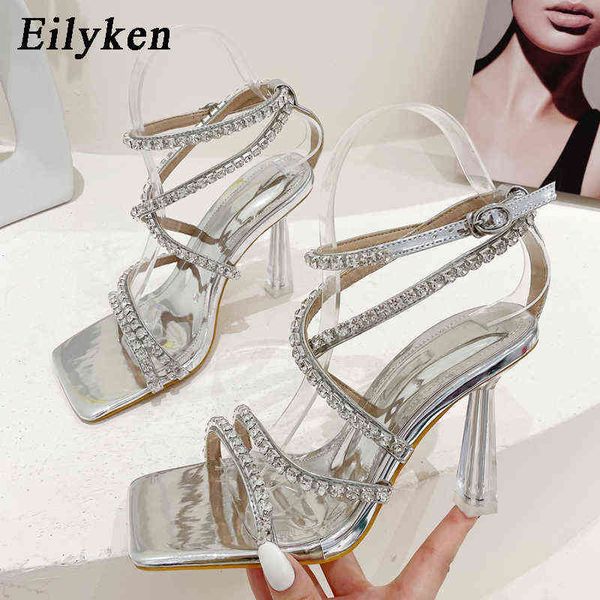 Nxy Sandals Crystal Diamond Women Transparent High Heels Shoes Fashion Open Toe Wedding Party Brand для леди