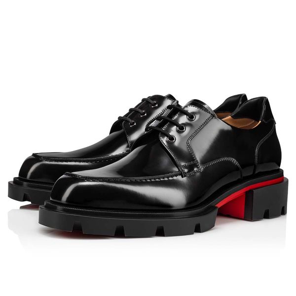 

luxury design men dress flats red bottoms shoes black patent leather our georges leather spikes sneaker loafers rubber sole lace up brand 38