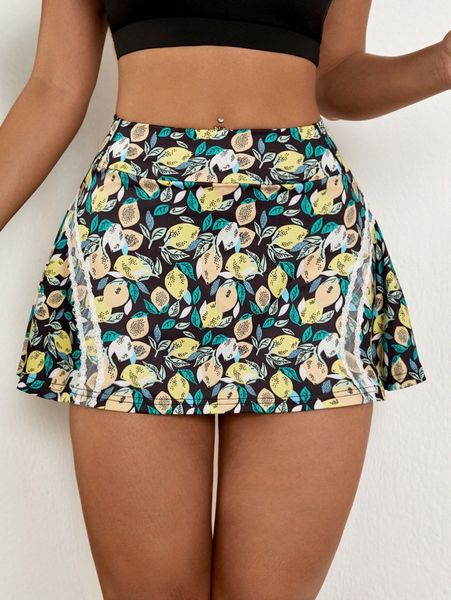 

fruit print contrast lace sports skort w7bv#, Gray
