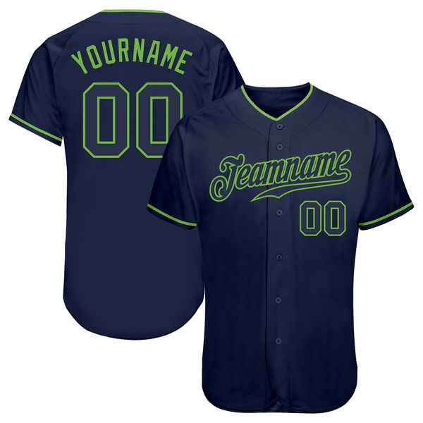 

custom navy navy-neon green authentic baseball jersey, Blue;black
