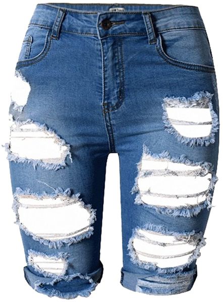 

womens high waist ripped hole washed distressed short jeans 55bp#, White;black
