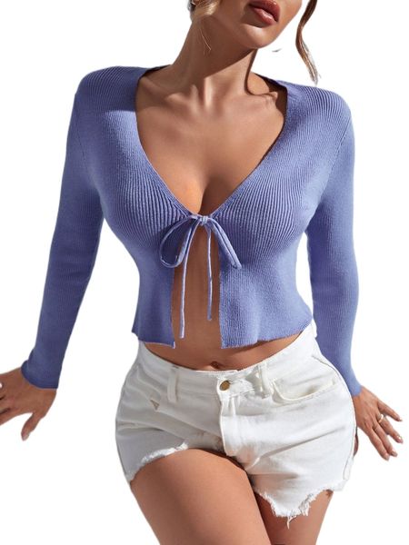 

ribbed knit knot front crop cardigan i1op#, White;black