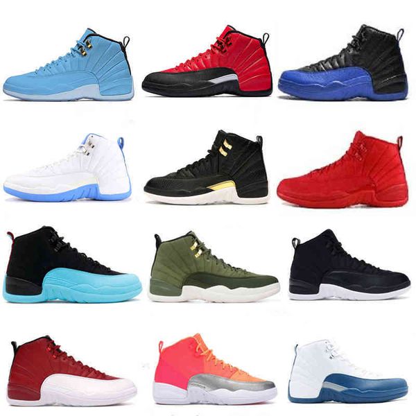 

new men 12 12s jumpman mens basketball shoes black metallic university gold game fiba royal white dark grey bulls sports sneakers
