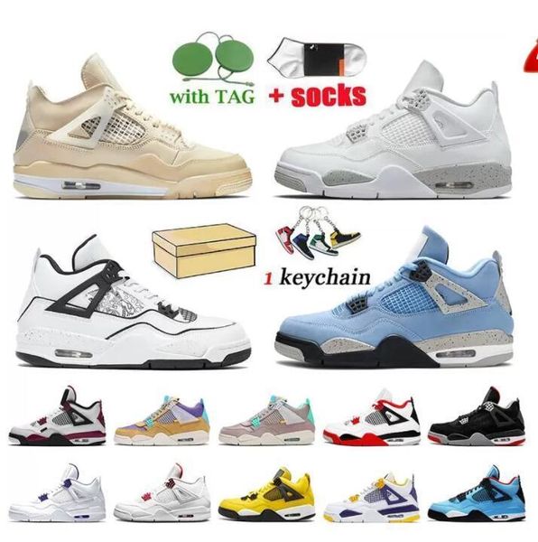 

high 4s 4 basketball shoes university blue white oero shimmer black cat lightning union noir fire red bred pure money metallic purple green