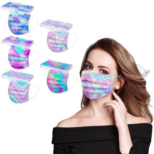 

colorful disposable face masks breathable 3-ply non-woven cup dust masks with elastic earloop for adults parent-child mask 17.5x9.5cm