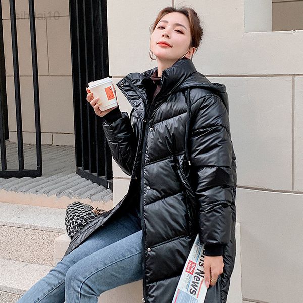 

women winter hooded jacket waterproof warm long buffer jacket parka 2022 spring autumn winter l220725, Black