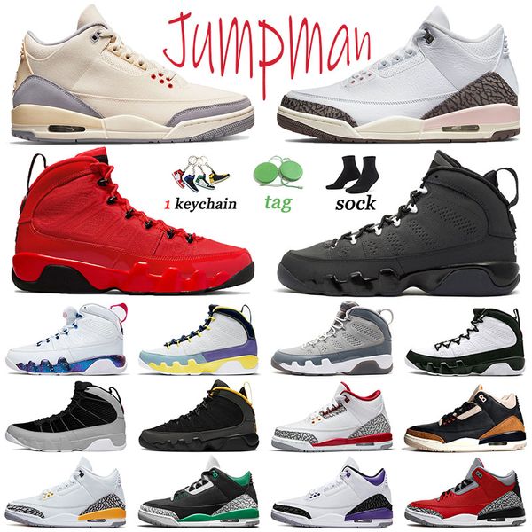 

classic 9 9s jumpman 3 original basketball shoes chile red particle grey space jam men women trainers muslin 3s neapolitan sneakers sports d
