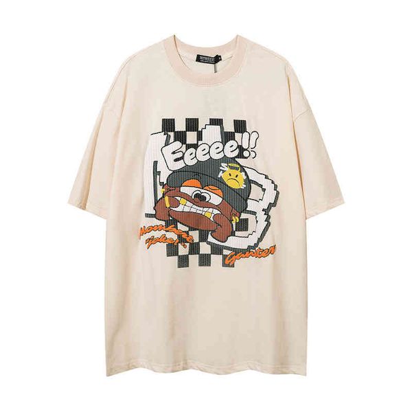

new design brand men's fashion dign sense mosaic american cartoon printing large size short pomelo men ins national t-shirt women lover, White;black