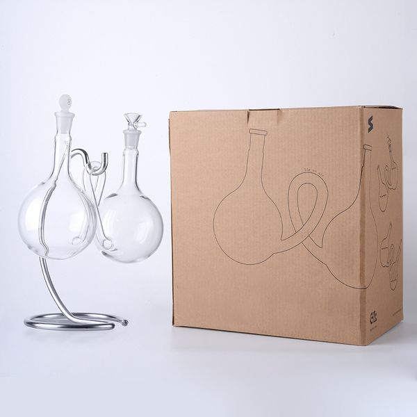 14mm Heavy Double Ball Recycler Narghilè Infinity Waterfall Glasss Bong Universal Gravity Water Pipes Dab Rigs Con diffuso Downstem Box Package