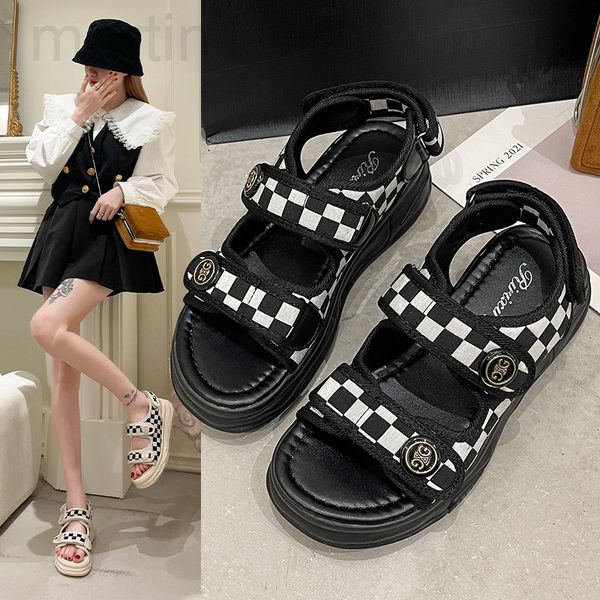 

sandals designer sports style sandals women's 2022 summer new fashion with muffin thick bottom and open toe flat beach sandalsr078, Black