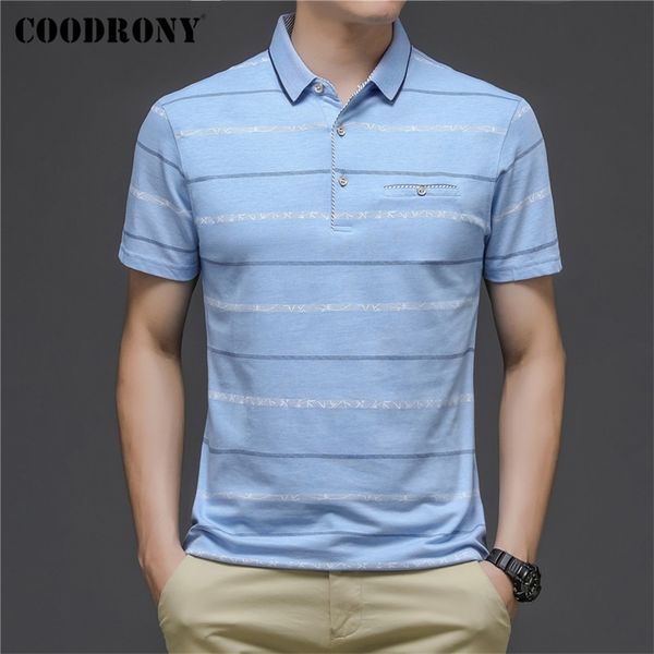 

coodrony brand business casual short sleeve polo-shirt men clothes spring summer arrival slim fit striped cotton c5155s 220317, White;black