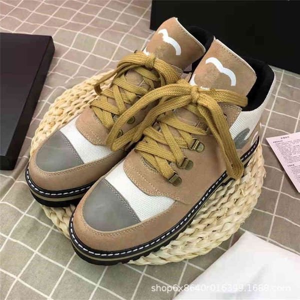

dress shoes high version autumn winter high shoes women's small fragrance british color matching lace up leather sneakers women 00u5, Black