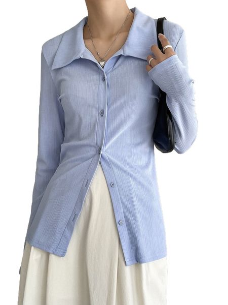 

dazy-less solid button front tee g908#, White