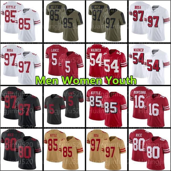 

jersey 5 trey lance''nfl''jersey 97 nick bosa 85 george kittle 19 deebo samuel fred warner jerry rice jimmy garoppolo ja, Black;red