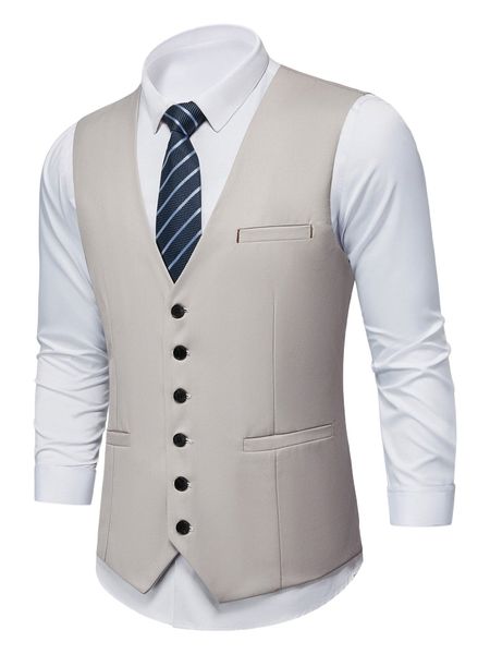 

men 1pc single breasted buckled back waistcoat e5pb#, White;black