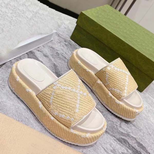 

designer womens sandals platform wedge lafite canvas thick bottom shoes outdoor beach slippers size 35-44 with box, Black