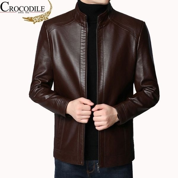 

brand streetwear casual blazer jackets man outerwear leather suit jacket men slim fit coats spring autumn wear 220728, Black;brown