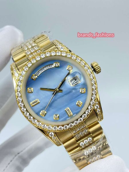 

2022 new men's fashion watches iced diamond watch popular fully automatic mechanical sports watch, Slivery;brown