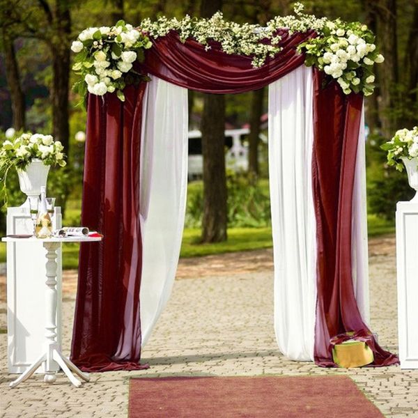 Tende per tende Arco per matrimoni Tende drappeggiate in chiffon Panneggio in tessuto Fondale per ricevimento Tulle Puro Solido Decorazione per cerimonie per feste