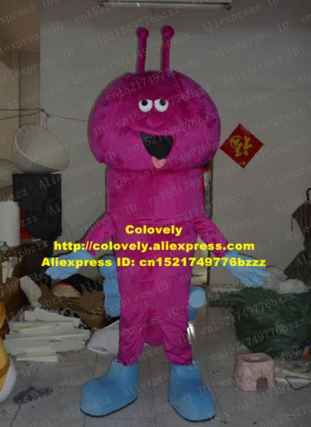 Mascote boneca traje inteligente lagarta rosa carpenterworm formiga inseto verme errão traje de mascote redondo olhos claros luvas azul grande cabeça no.5001 fs