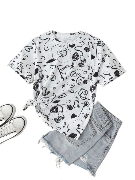 

allover print tee t9i8#, White