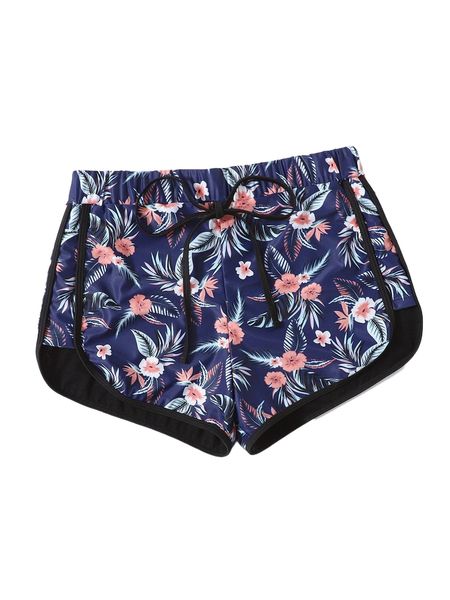 

plus tropical print tie front bikini bottom k08h#, Black