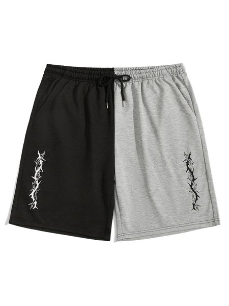 

romwe guys two tone graphic print shorts g4eq#, White;black