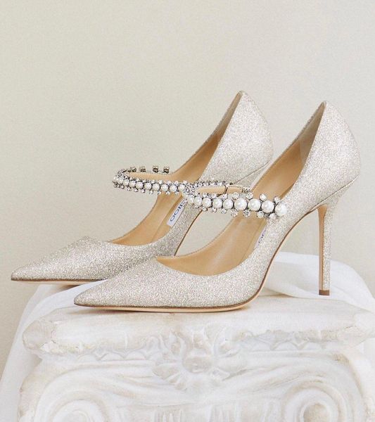

italy london baily pumps glitter women's sandals shoes crystal pearl strap perfect bridal wedding dress pointed toe high he jimmys choo, Black