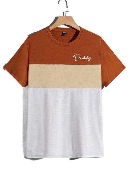 

men letter graphic colorblock tee v8g6#, White;black