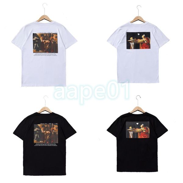 

summer fashion mens t shirts designer environmental protection material couples tees color painting print womens short sleeve shirt asian si, White;black