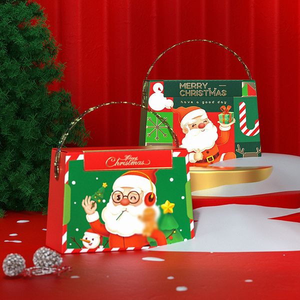 Heiligabend Apfel-Handtragebox Weihnachtsmann Süßigkeiten Geschenkverpackungsboxen Schneemann Elch Apfelpaket Fall Weihnachtsfeier Dekoration BH7370 TYJ