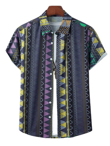

men random geo print shirt without tee n7fu#, White;black