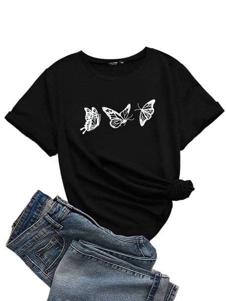

plus butterfly print tee b5ch#, Black