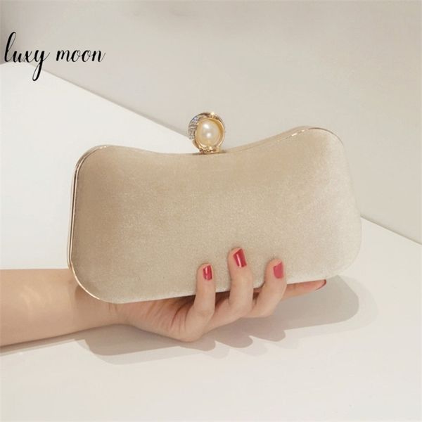

women's evening clutch bag retro velvet apricot party purse and handbag elegant banquet wallet wedding chain shoulder bag zd1901 220525