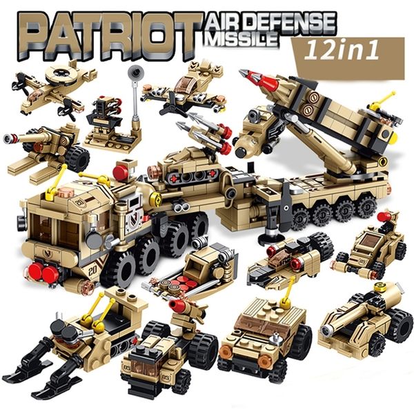 

12 in 1 549 pcs figures toy building blocks missile blocks sets boy compatible with army bricks 220715