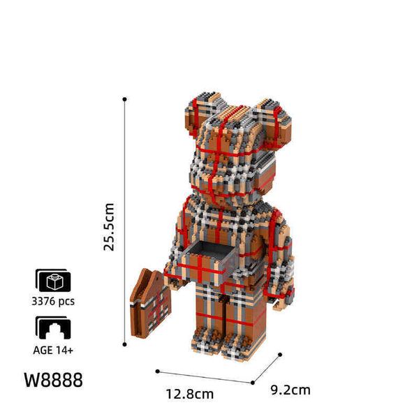 Marca popular desenho animado animal padrão decorativo micro bloco de diamante urso construir tijolo nanobrick brinquedo bearbrick com armário