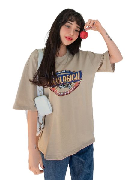 

dazy motorcycle & letter graphic drop shoulder tee d2cy#, White