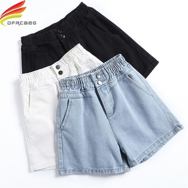 

latest style crimping denim shorts for women belt jean short summer street style blue and white woman shorts y200403, White;black