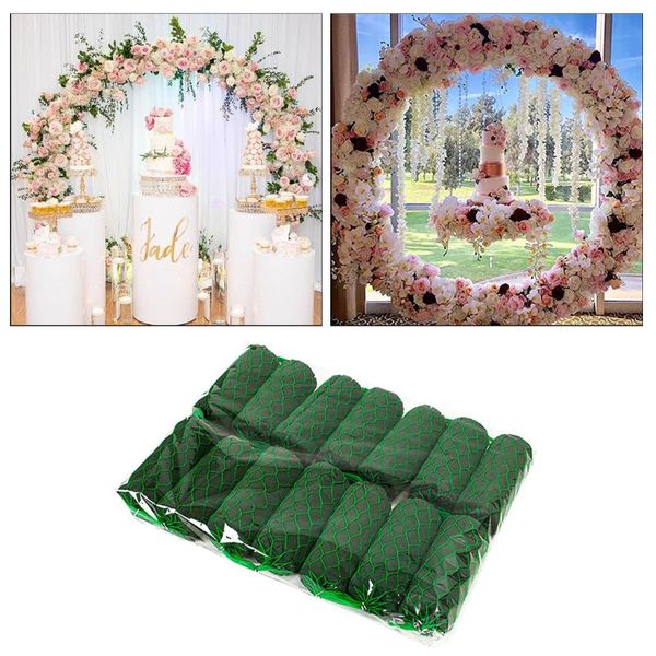 Ghirlande di fiori decorativi 14 pezzi / set Blocchi di schiuma floreale asciutti e bagnati per la decorazione artificiale del tavolo con base verde per porta ad arco nuziale