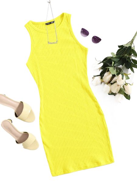 

rib-knit bodycon dress 71gb#, Black;gray