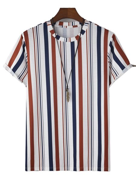 

men colorful striped print tee w4bp#, White;black