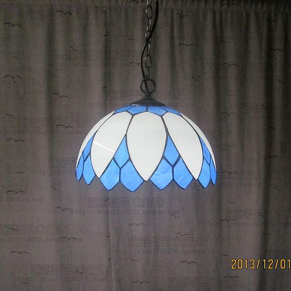 Lampade a sospensione 12 pollici Tiffany Mediterraneo Vetro colorato Apparecchio a sospensione E27 110-240V Luci a catena per la casa Sala da pranzo Sala da pranzoPendan