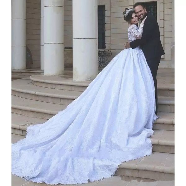 

new plus size wedding dress off the shoulder lace vestidos de novia formal bridal gowns long sleeve ball gown arabic white bridal dresses