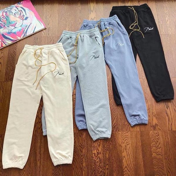 

real pics embroidered trousers vintage drawstring terry sweatpants pants, Black