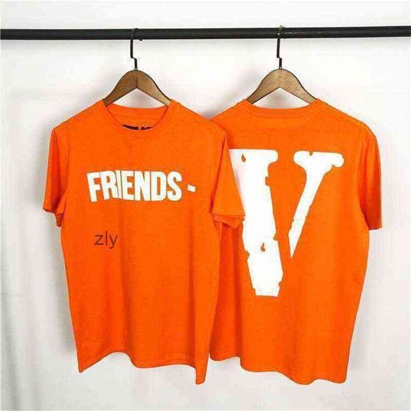 

t-shirts vlones life limited large mens v orange short sleeve tee loose for men and women brand v letter, White;black