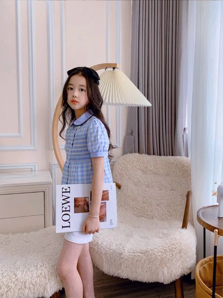 

kid summer clothing sets blue color shirt+white short set 100-150cm fashion designer boutique clothes wholesale 2022